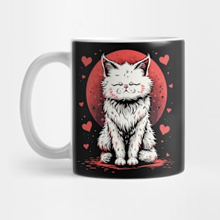 Cute White Anime Cat | Valentines Day Mug